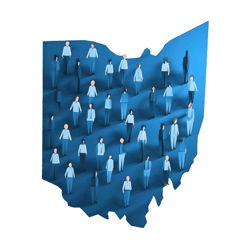 Outline of Ohio with people